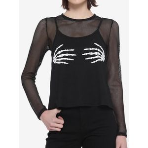 Hot Topic Fishnet Mesh Skeleton Hands Cami 2 Piece